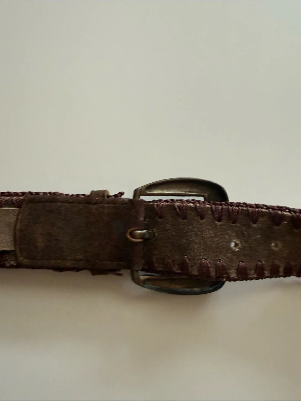 Free People Leather Suede Whipstitch Belt S/M Brown Western Boho Festival Cow Su